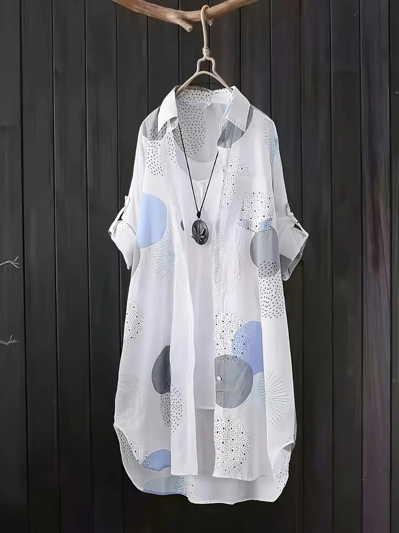 Geometric Polyester Blouse Lightweight