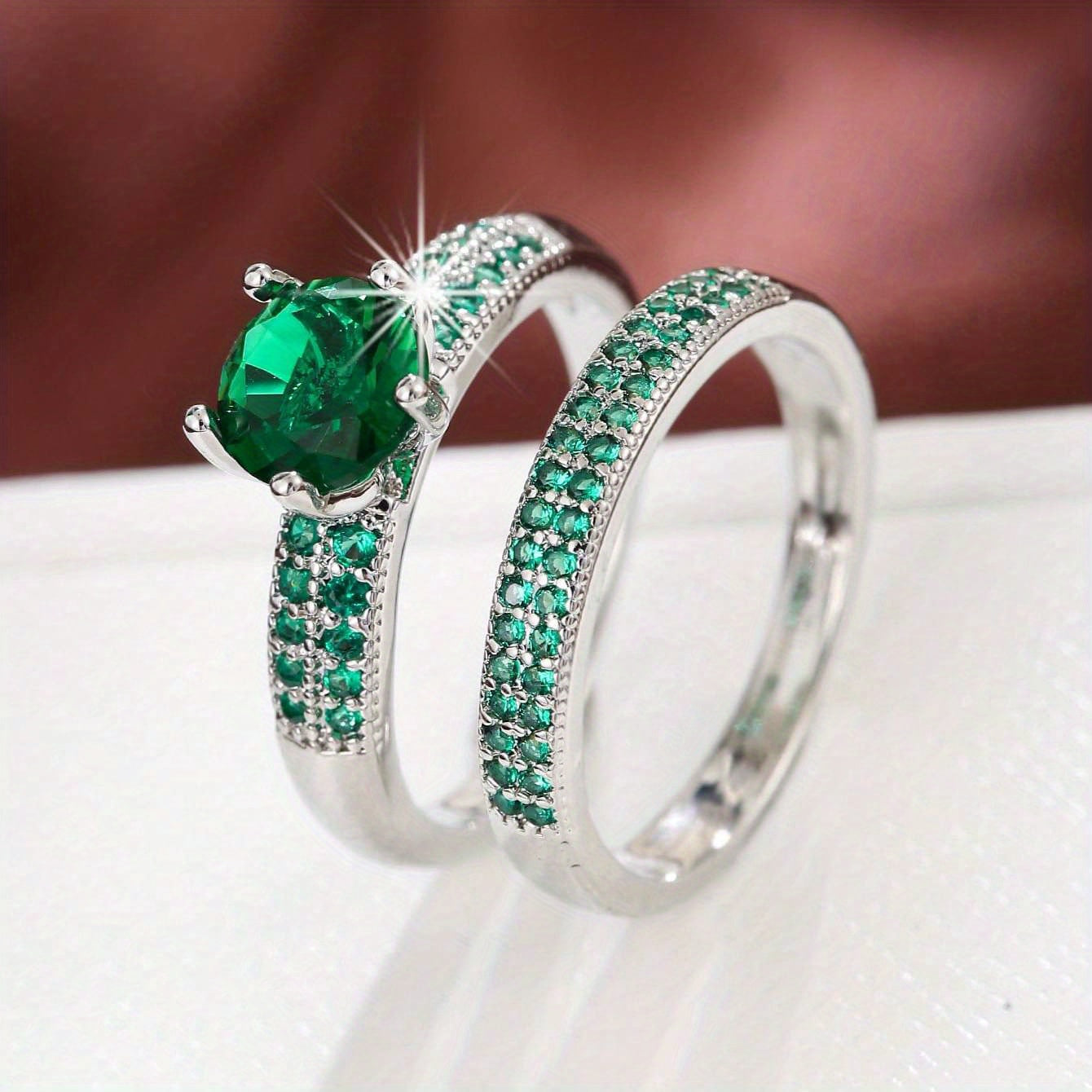 Modern 2-Piece Ring Set with Gold-tone