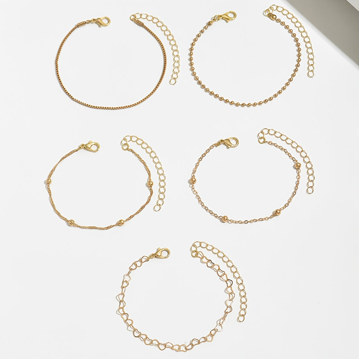 Vintage 5-Piece Necklace & Bracelet Set with Polished finish