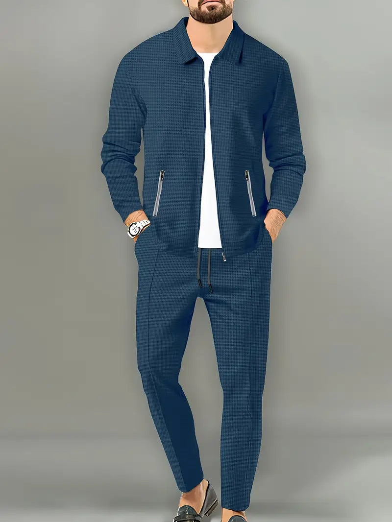 Polyester Knit Zip Button-Up Long Sleeve Jacket