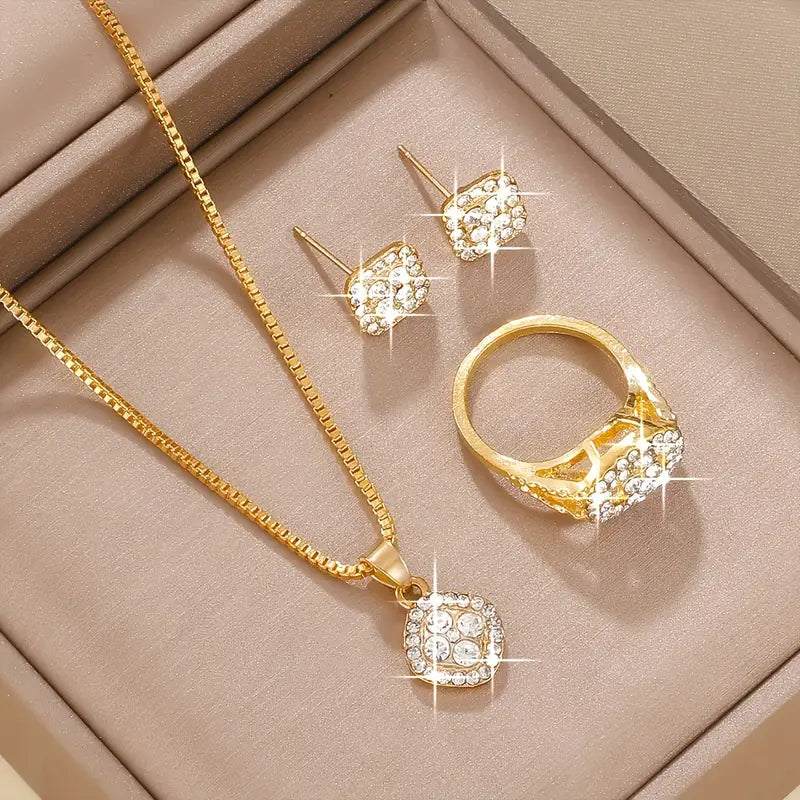Modern Jewelry Set with Gold-tone