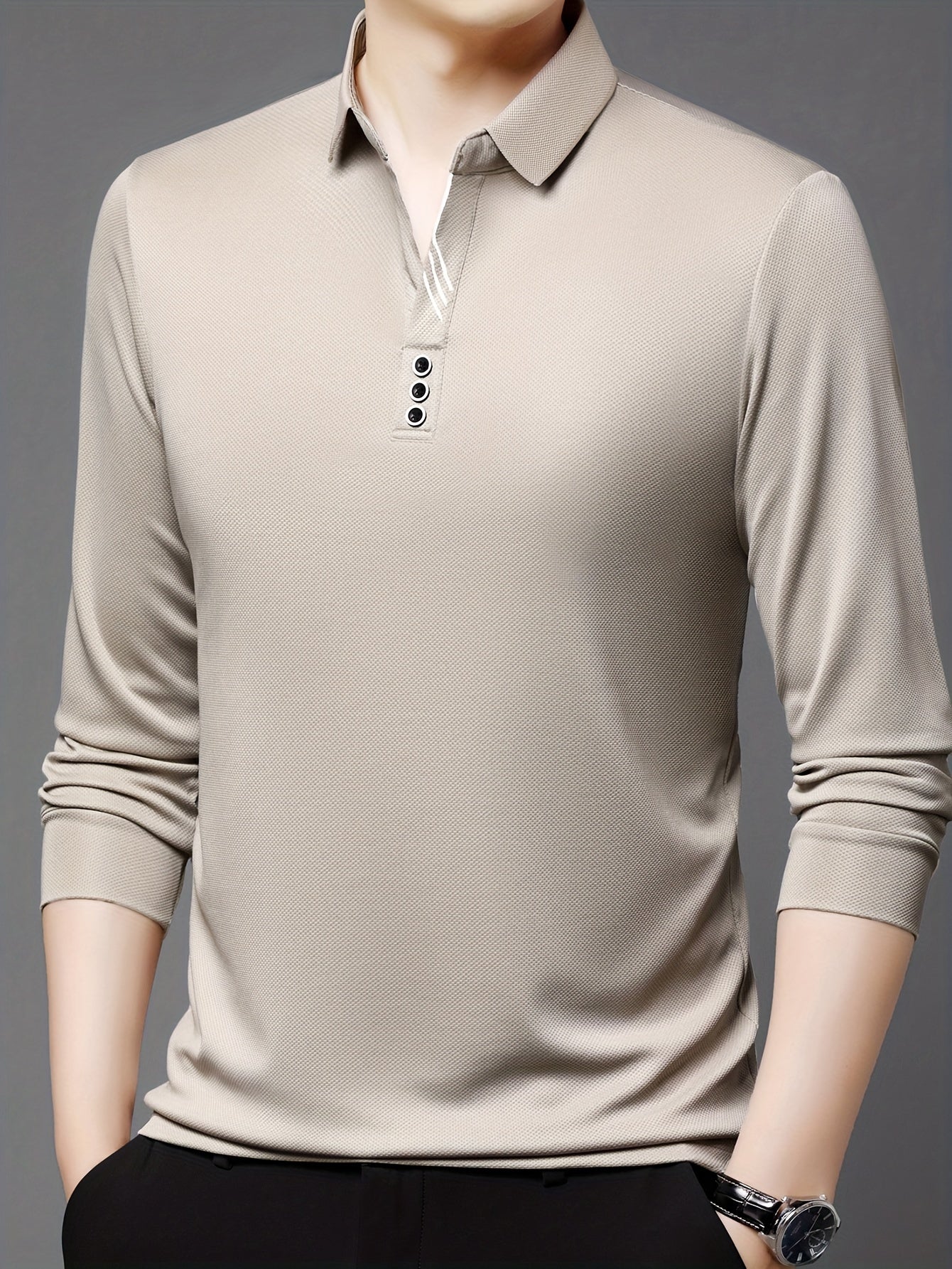 Men's Lightweight Long Sleeve Shirt - Breathable, Stretch Fabric for Golf & Business Casual Wear