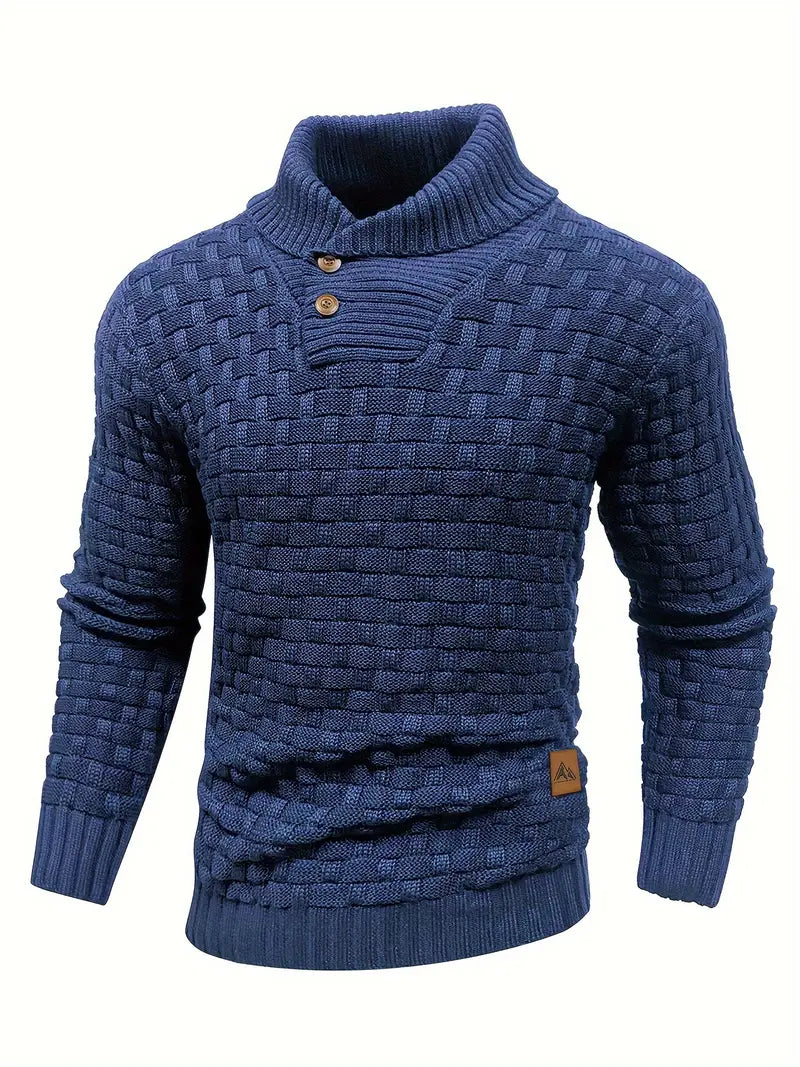 Polyester Knit Button-Up Long Sleeve Sweater