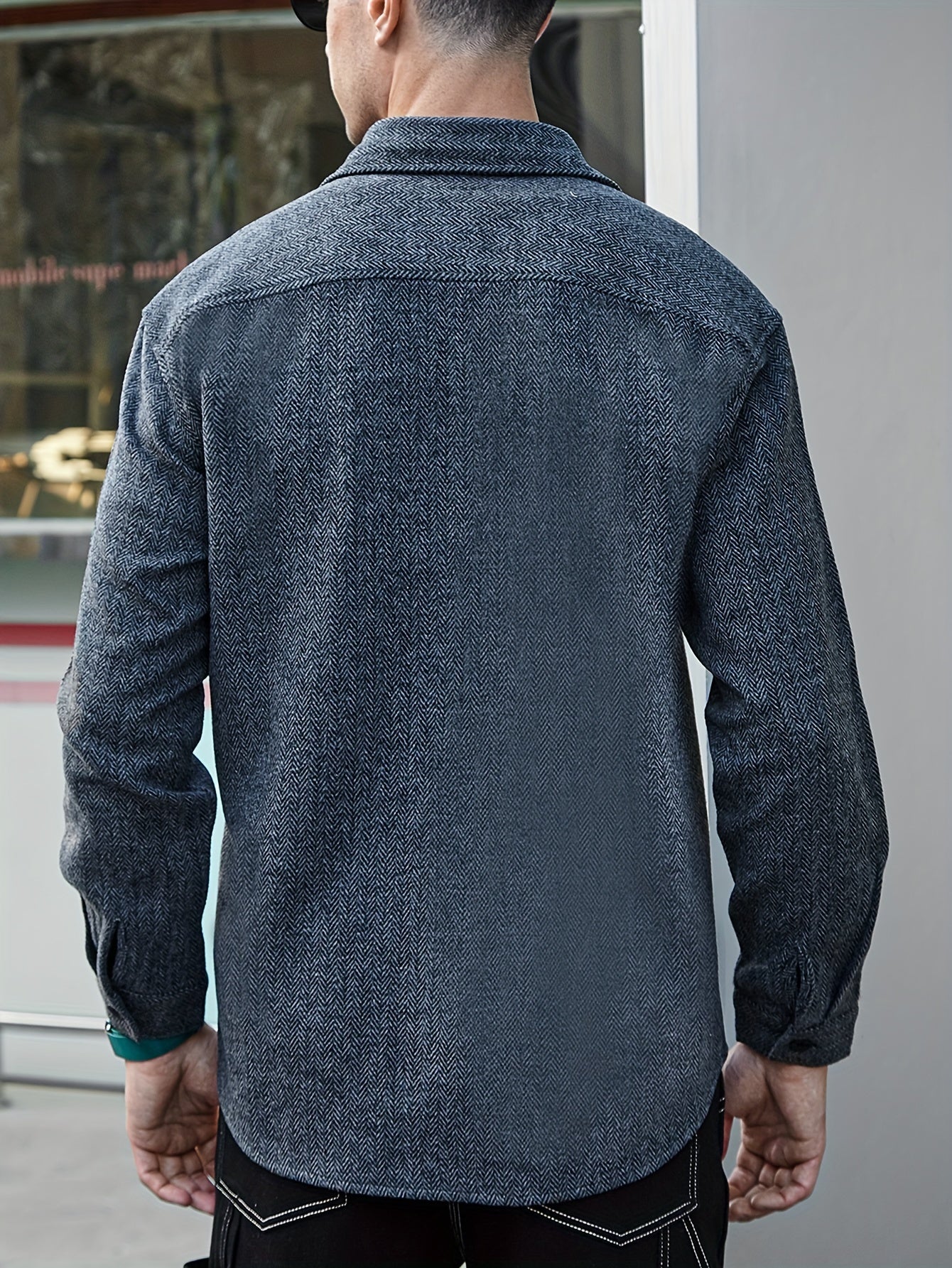 Various Pattern Men's Casual Long Sleeve Lapel Shirt, Men's Thick Outwear For Fall Winter