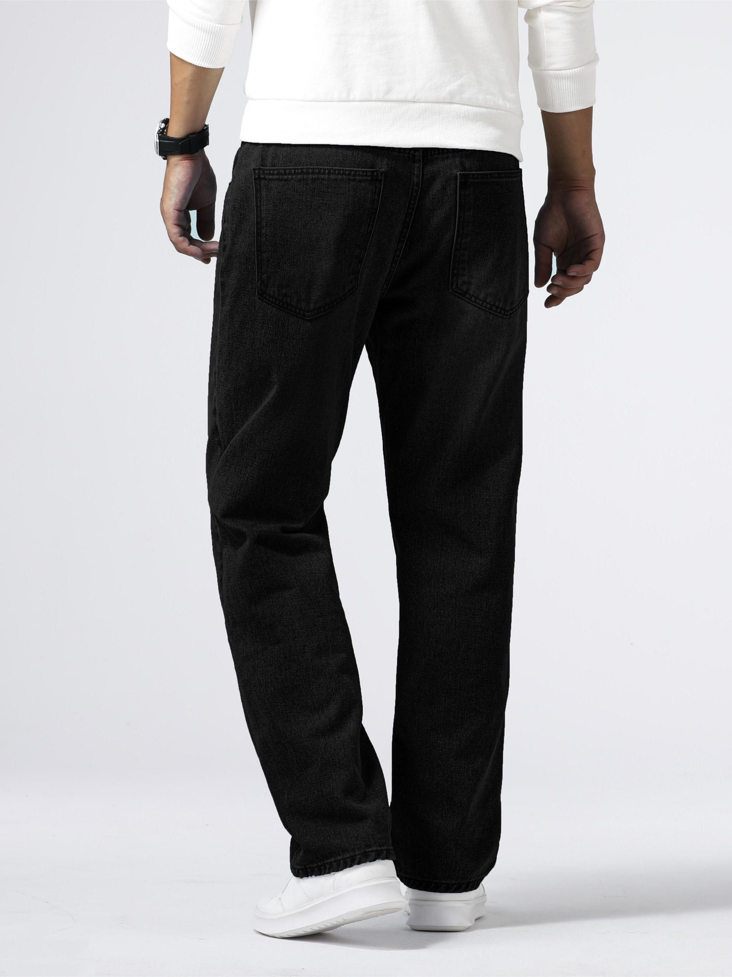 Men's Light Blue Relaxed Fit Jeans - Casual Straight-Leg Machine-Washable Denim Pants for Casual Attire, All-Season Comfort & Versatile Style