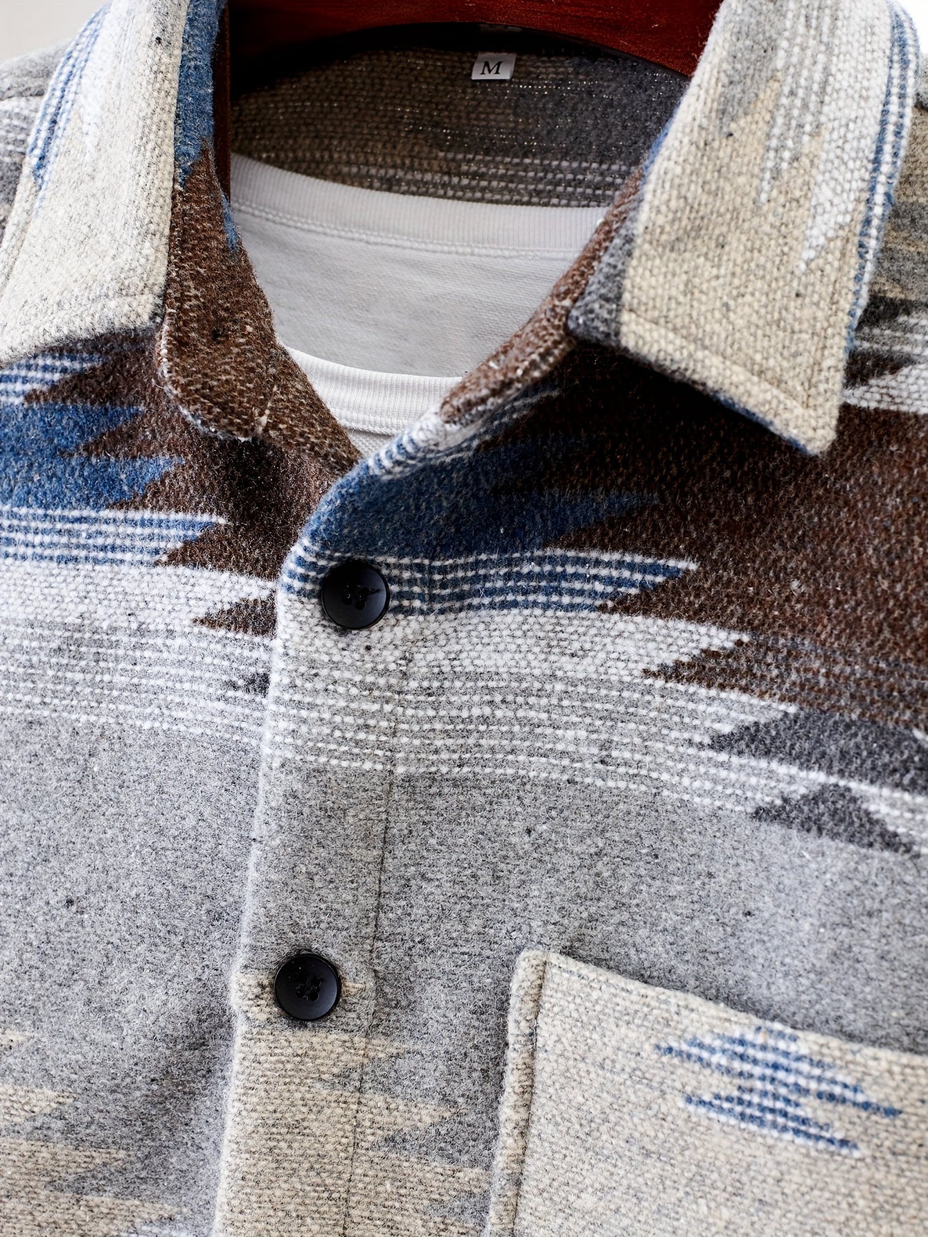 Various Pattern Men's Casual Long Sleeve Lapel Shirt, Men's Thick Outwear For Fall Winter