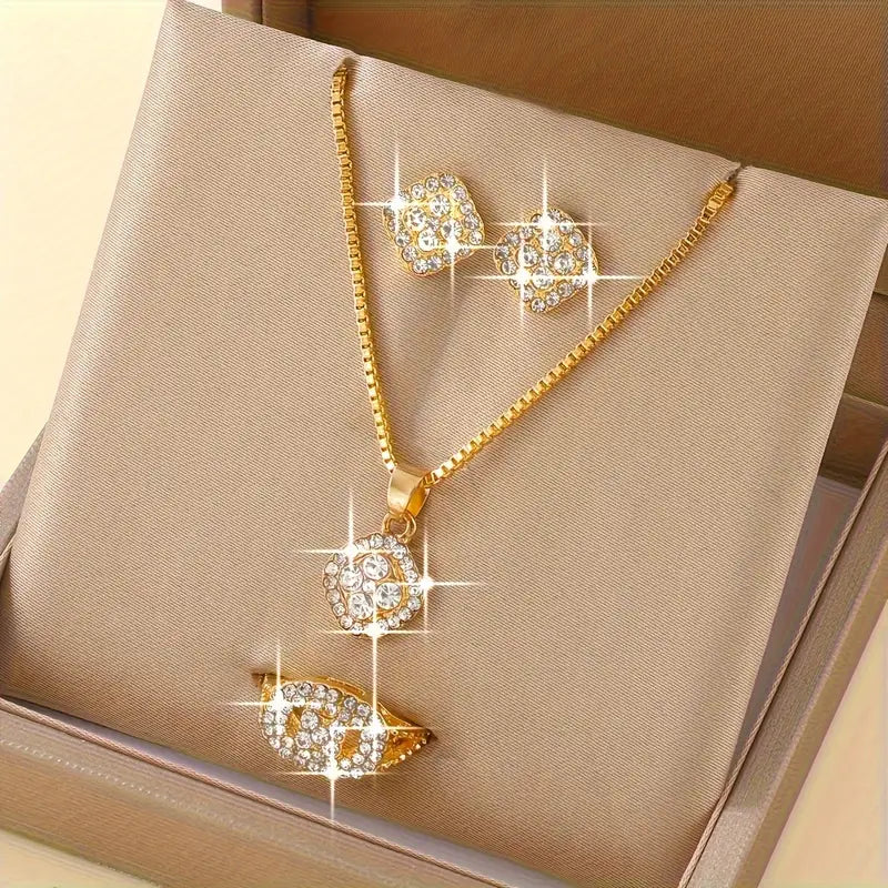 Modern Jewelry Set with Gold-tone