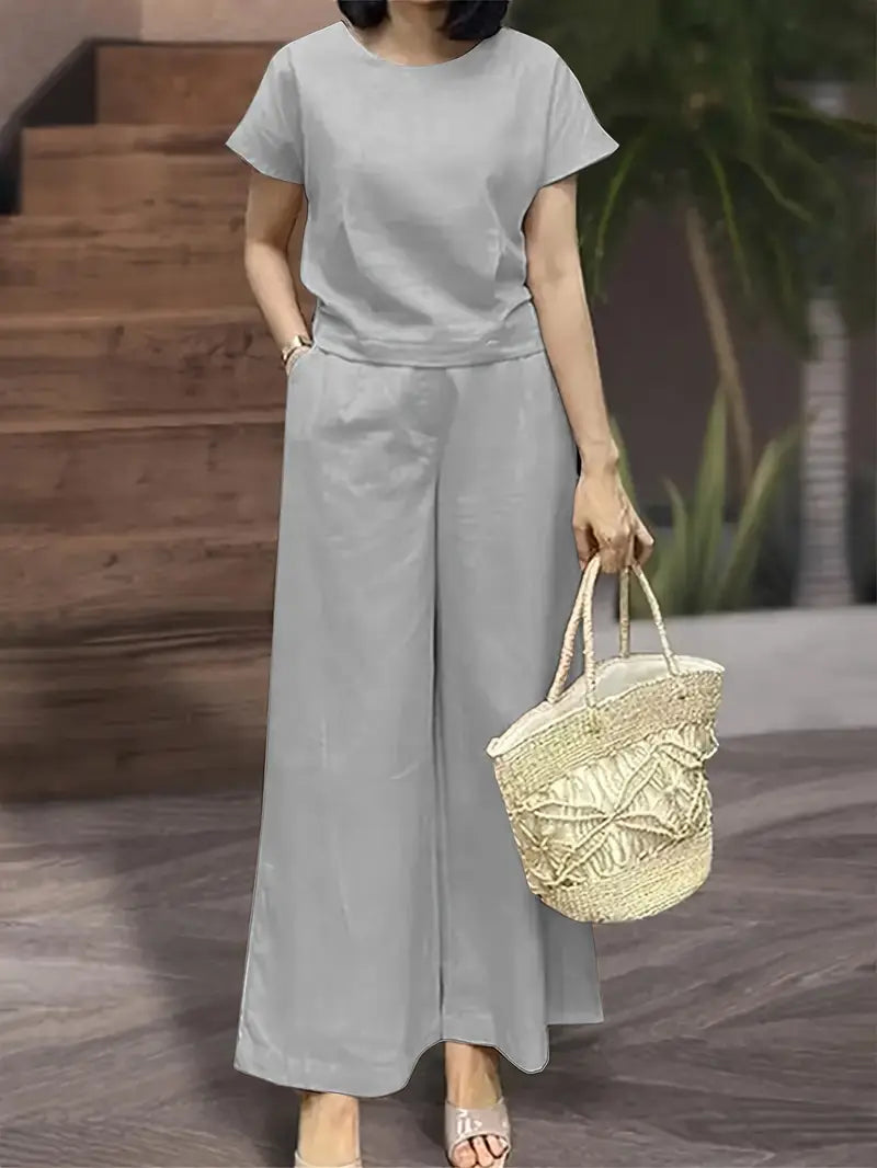Solid Polyester Sweater 2-Piece Set