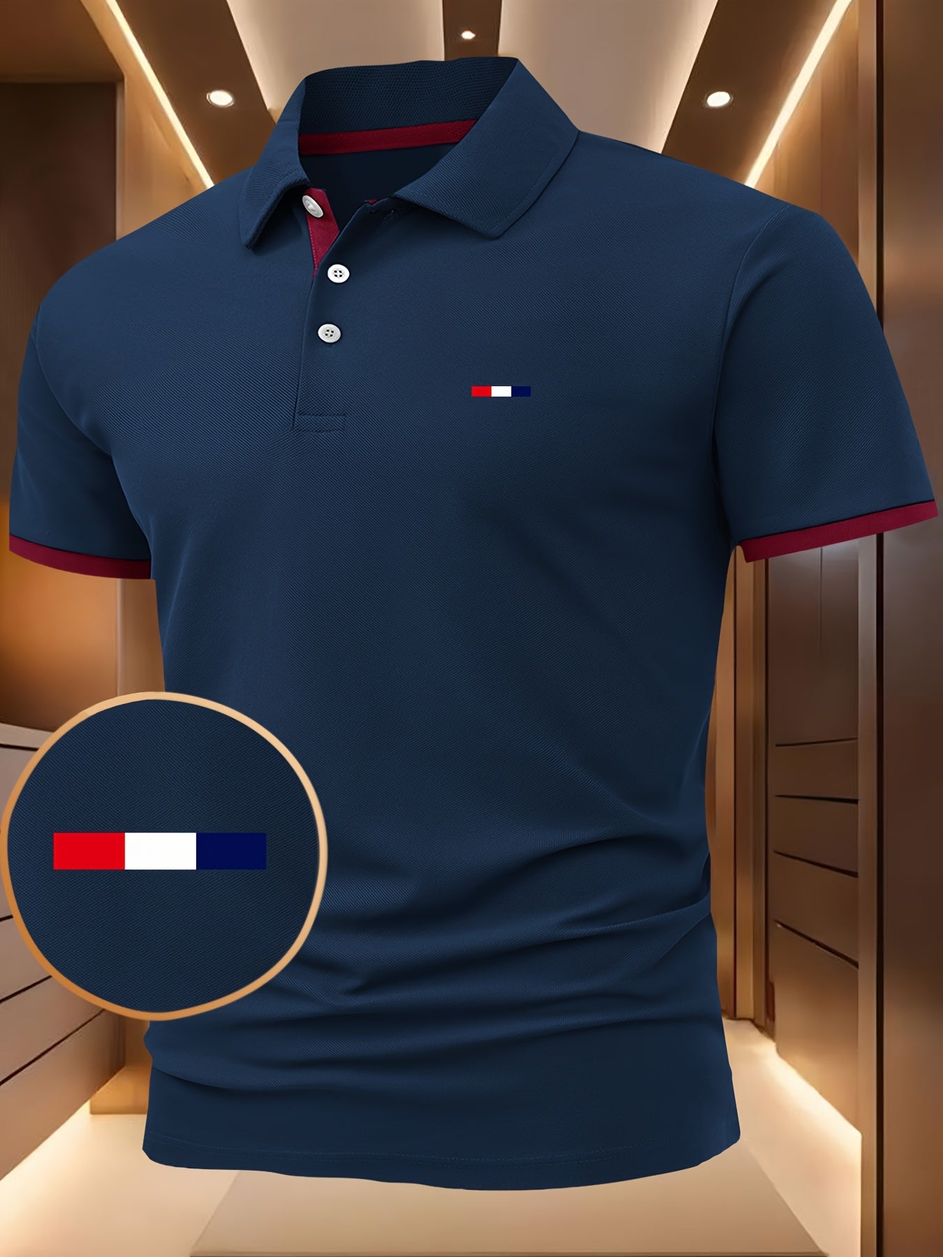 Men'S Light Blue Polo Shirt with Geometric Print - Short Sleeve, Button-Up Collar, Casual Summer Top for Outdoor Sports & Leisure, Comfortable Fit, Casual Summer Wear | Geometric Print Shirt | Comfortable Fit Shirt