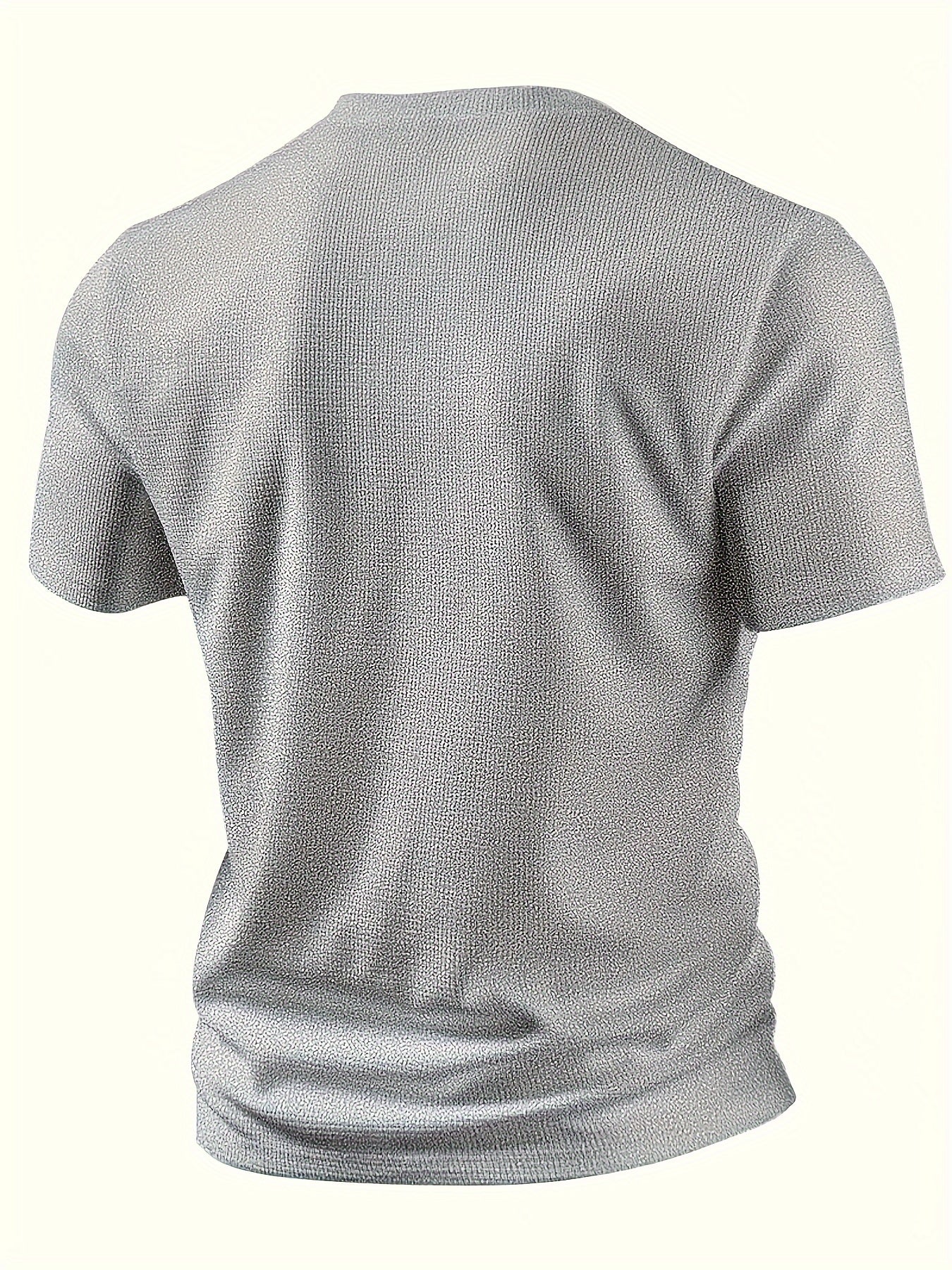 Men'S Waffle Texture Two-Tone Henley Shirt - Casual Summer Short Sleeve, Round Neck, Non-Stretch Fabric