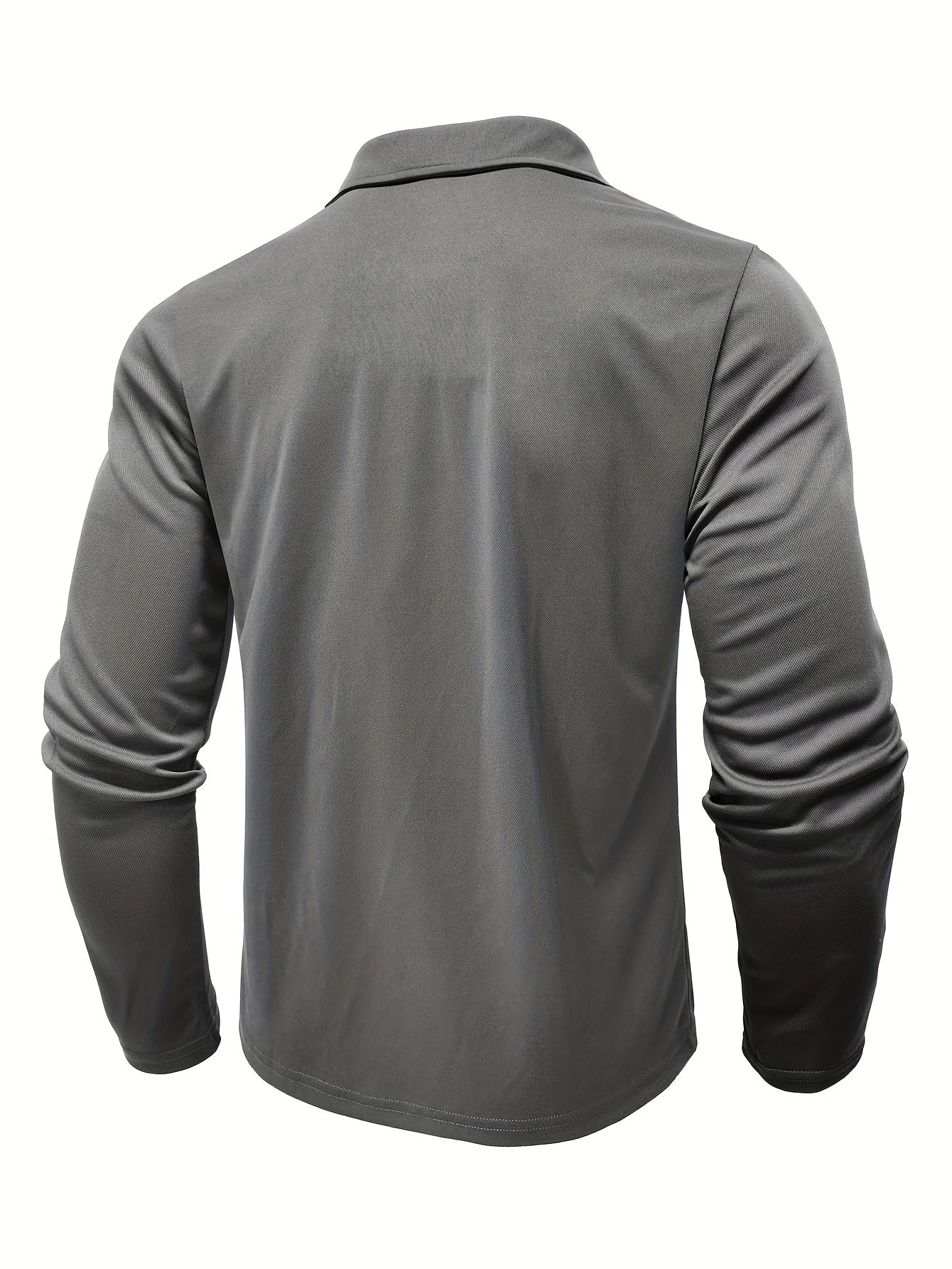 2024 Fall Casual Men'S Long Sleeve Polo Shirt with Color Block Design, Polyester Knit Fabric, Regular Fit, Half Placket, and Slight Stretch