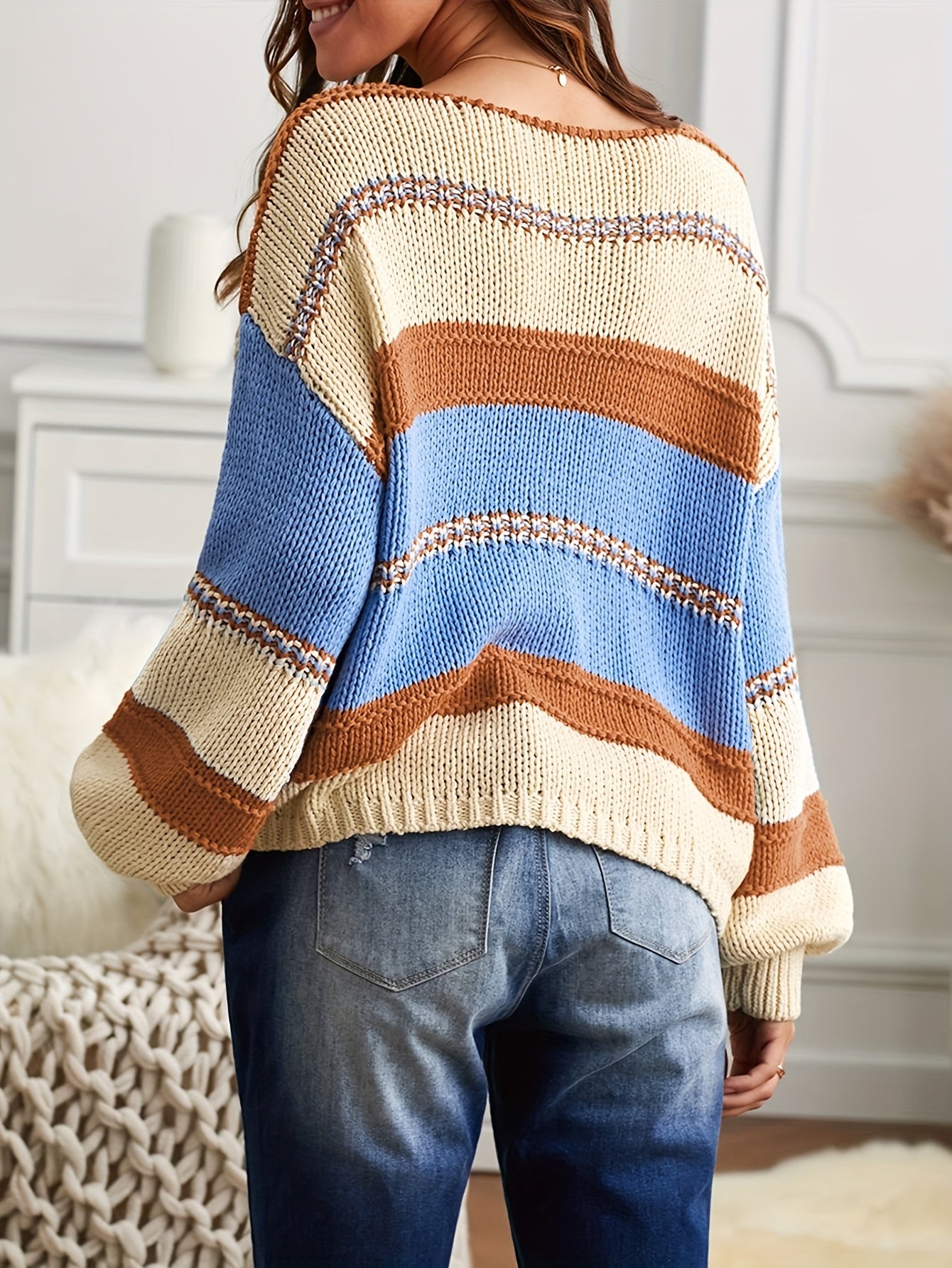 New Autumn and Winter Warm Color-Matching Urban Casual Pullover