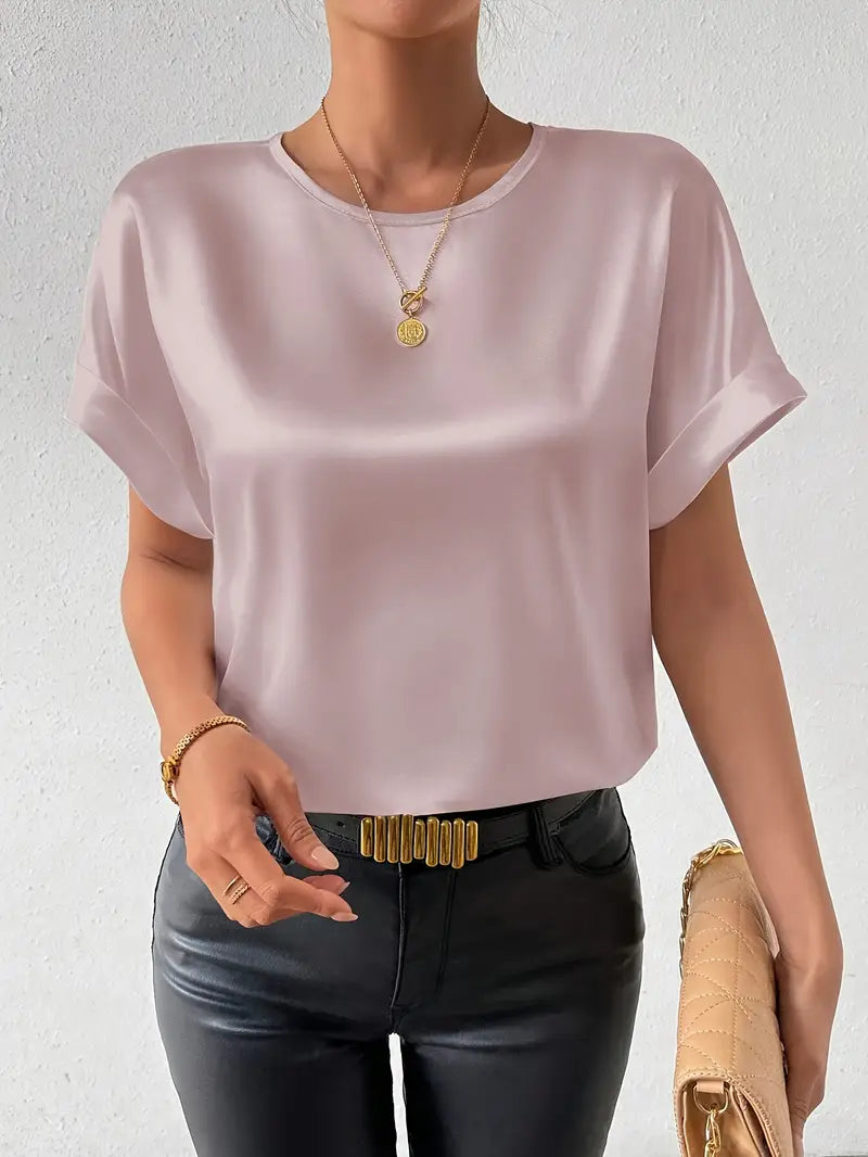 Solid Polyester Blouse Batwing