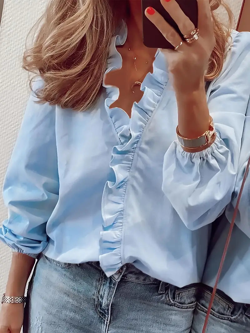 Long V-Neck Blouse