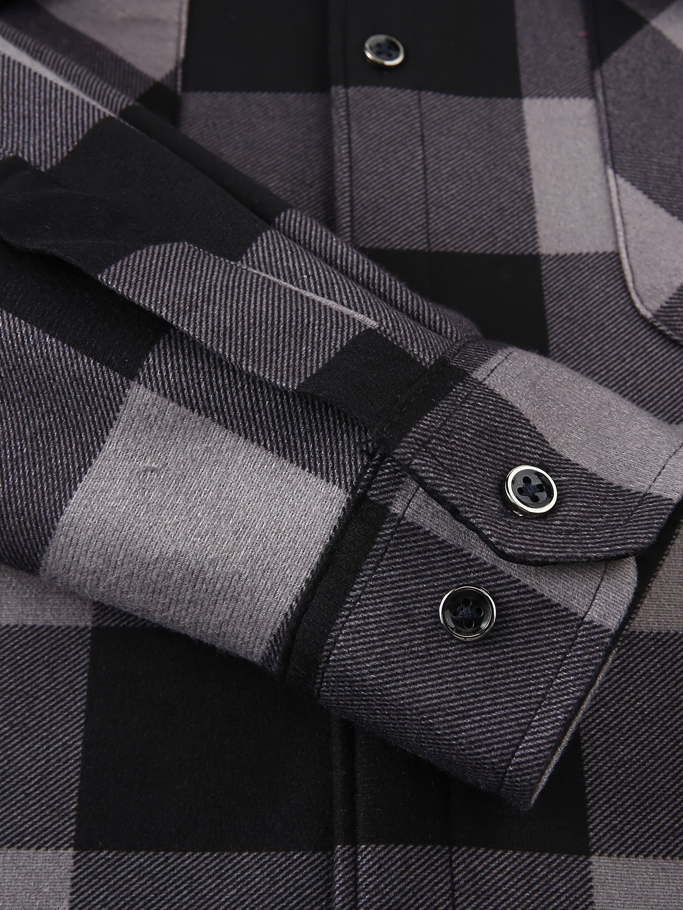 Men's Fleece-Lined Hoodie - Casual & Sporty, Plaid Pullover with Button Detail, Long Sleeve, Loose Fit for Fall/Winter