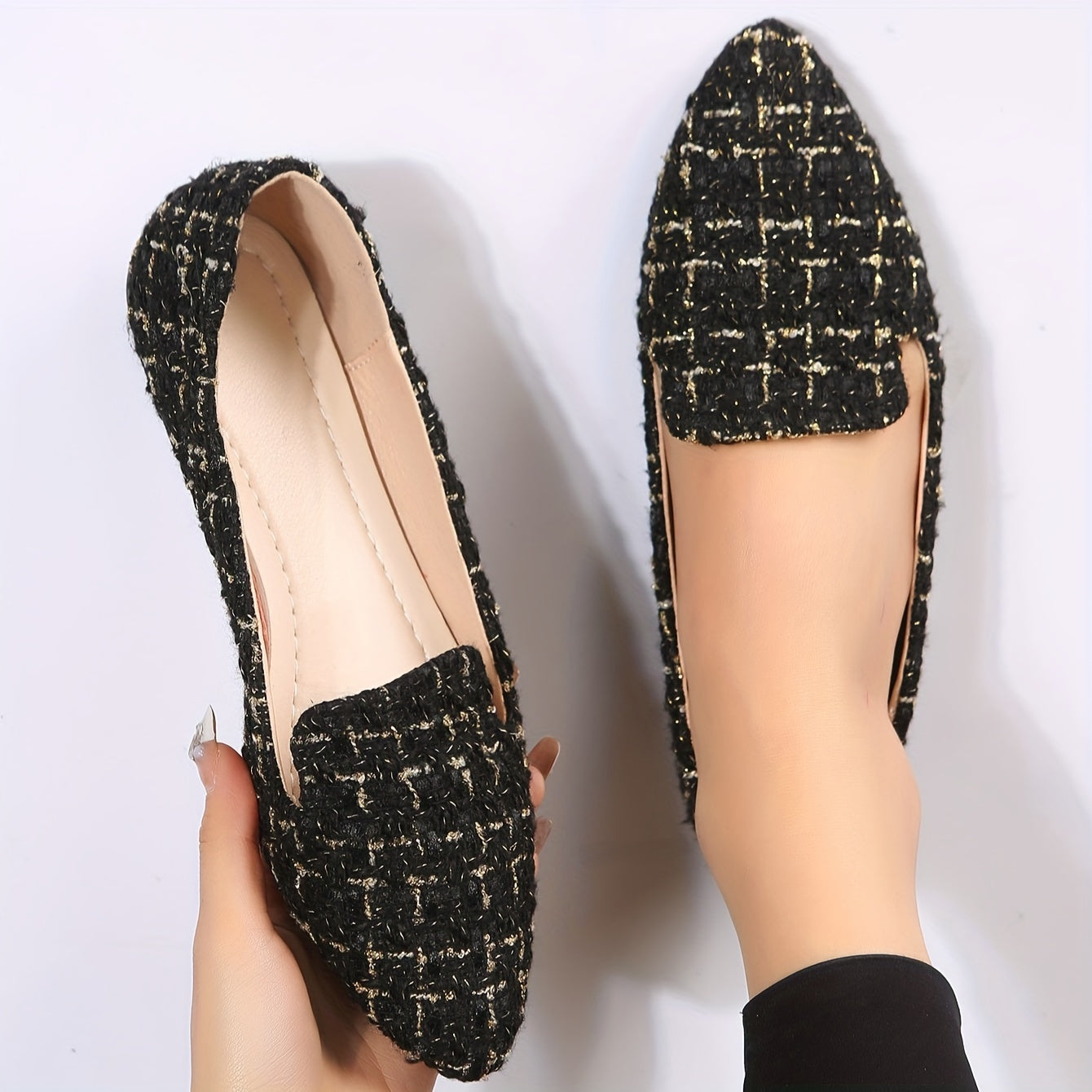 Timeless Plaid Flats with Slip-On
