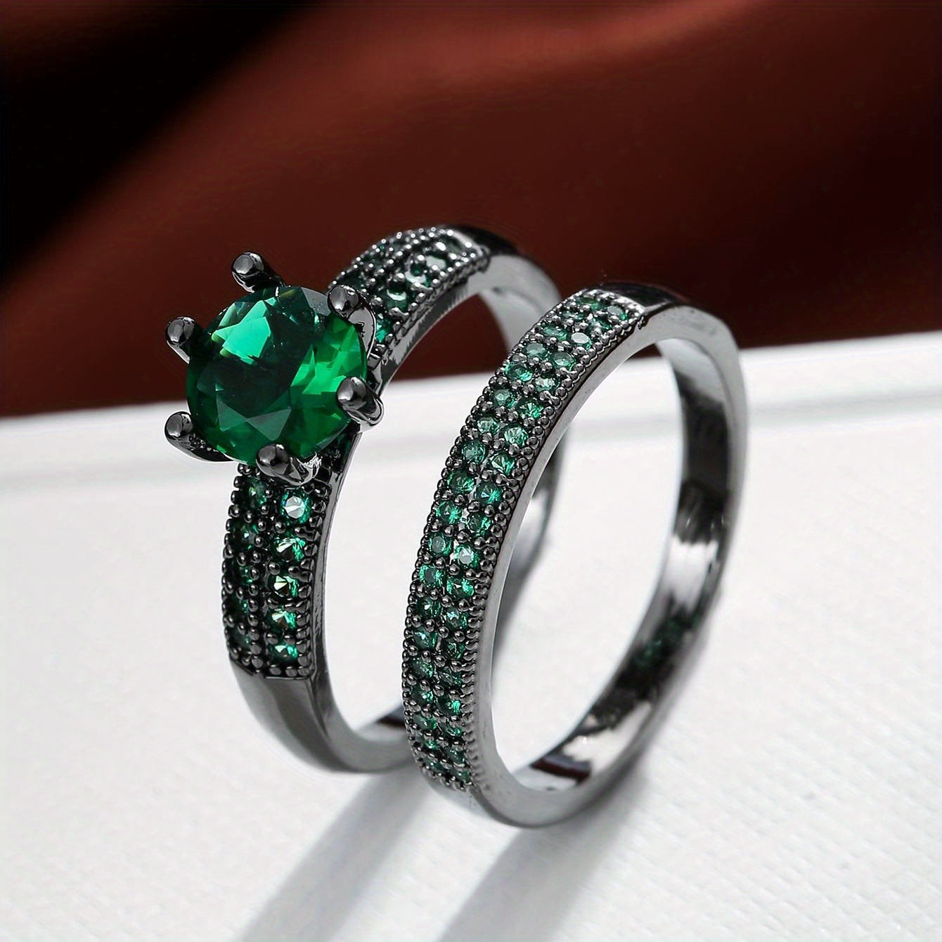Modern 2-Piece Ring Set with Gold-tone