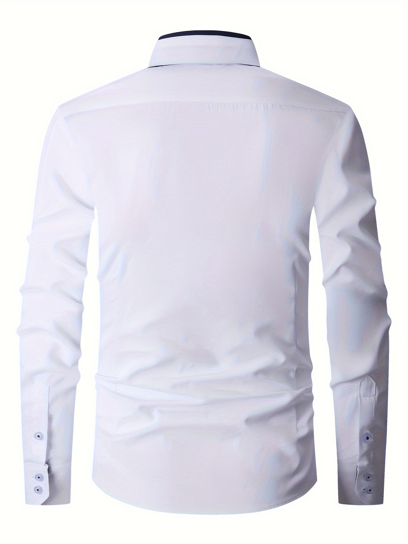Men's Contrast Collar Design Lapel Collar Design Dress Shirts, Long Sleeve Casual Button Up Shirt For Formal Occasions