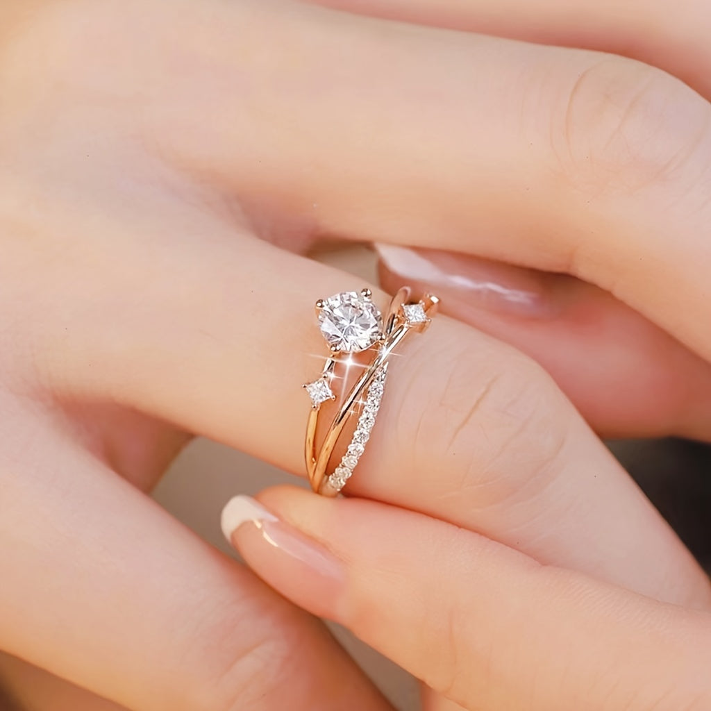Modern Ring with Gold-tone