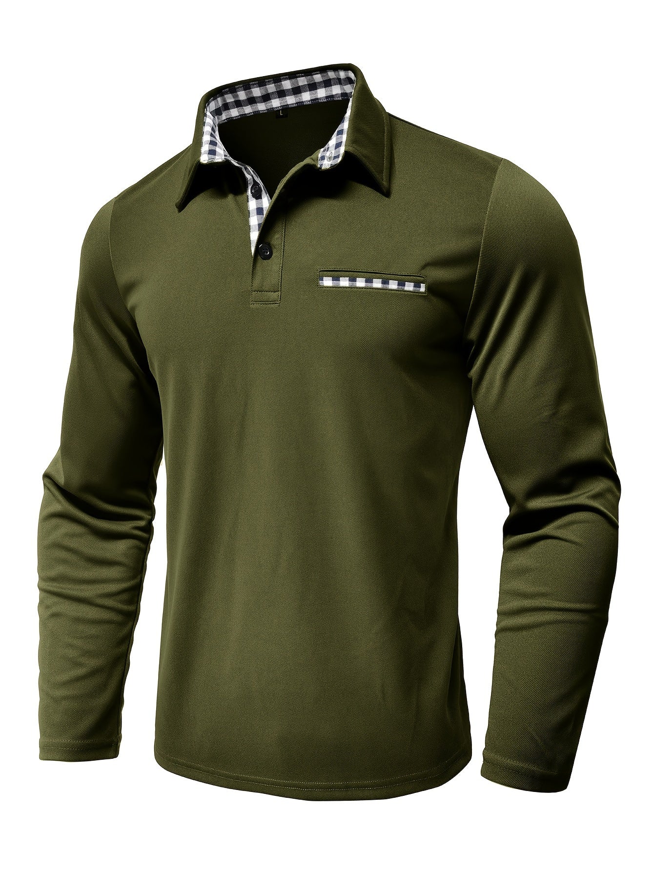 2024 Fall Casual Men'S Long Sleeve Polo Shirt with Color Block Design, Polyester Knit Fabric, Regular Fit, Half Placket, and Slight Stretch