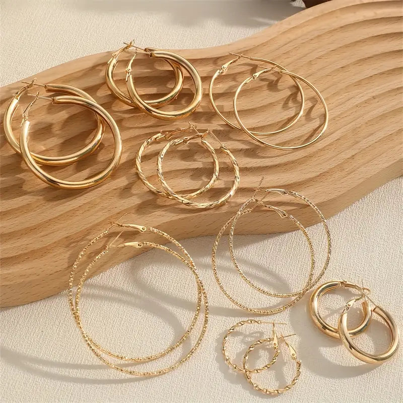 Modern Earrings with Gold-tone