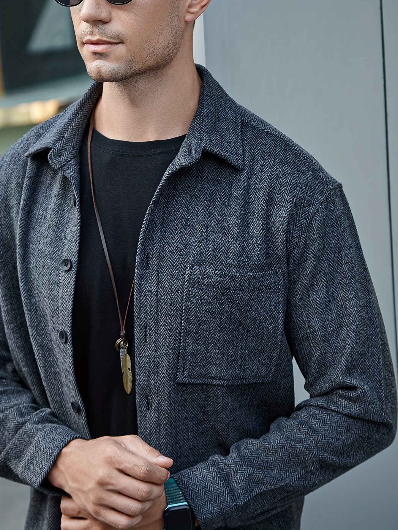 Various Pattern Men's Casual Long Sleeve Lapel Shirt, Men's Thick Outwear For Fall Winter