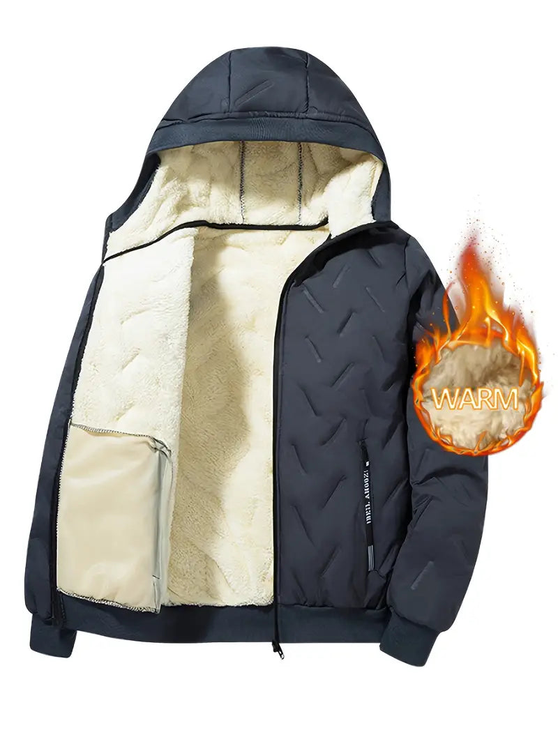 Fleece Polyester Hooded Zip Long Sleeve Jacket