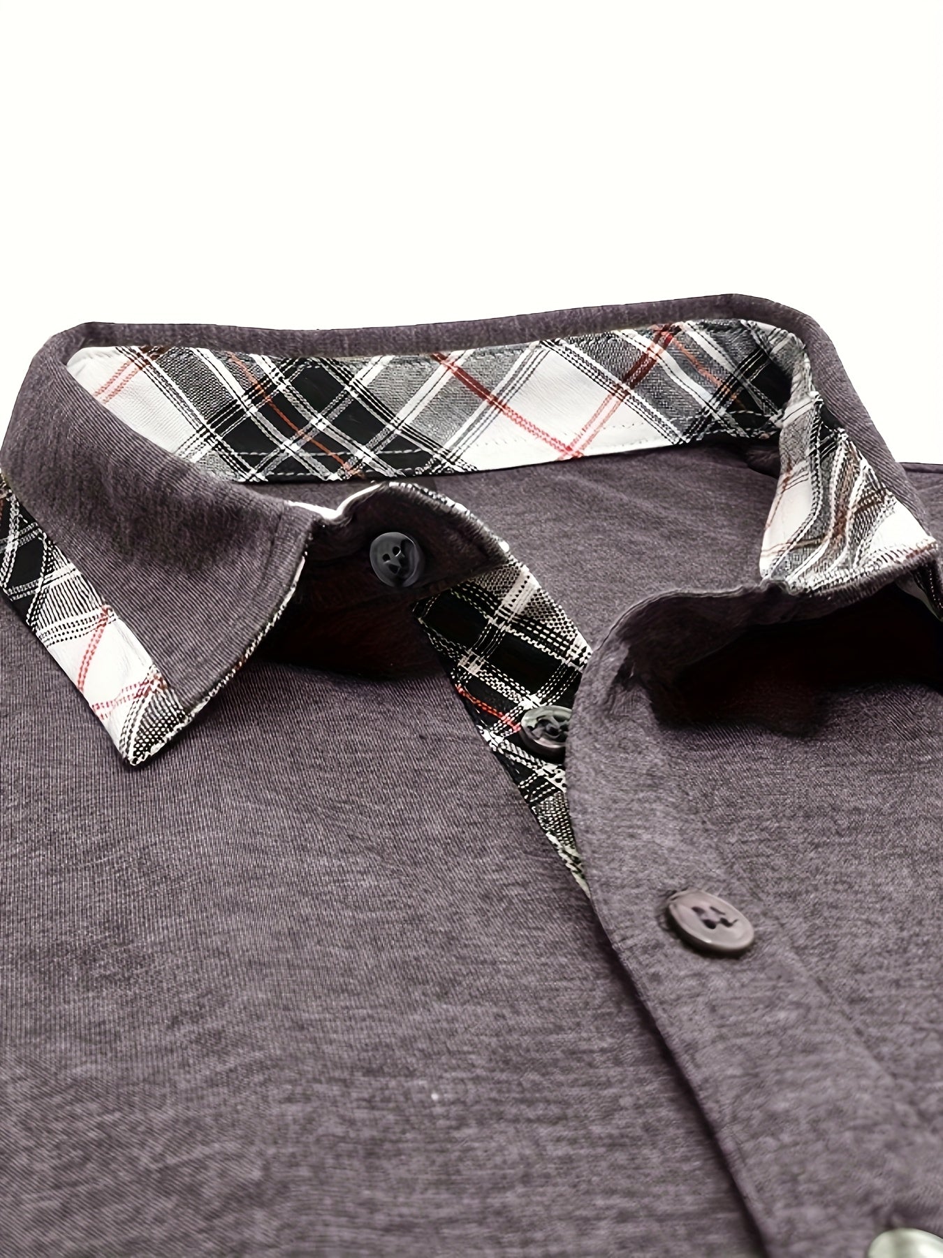 Men'S Plus Size Short Sleeve Polo Shirt with Plaid Collar and Button Details - Casual Summer Style, Regular Fit, Slight Stretch Fabric, Plus Size Shirts, PLUS SIZE