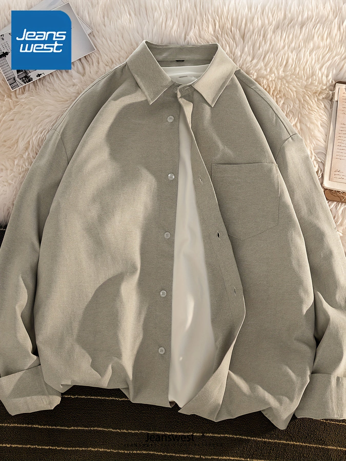 Zanvis Men's Shirt Autumn American Trend Oxford Loose Fit Jacket Premium Top for Boys