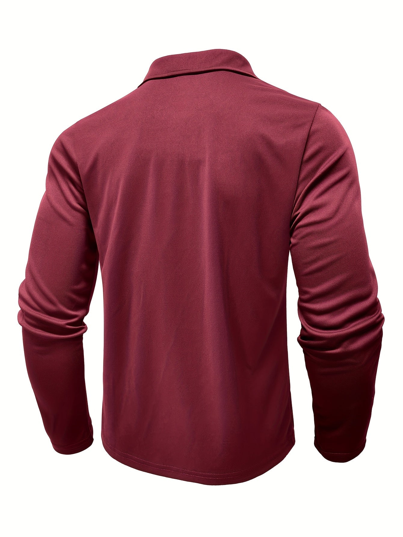2024 Fall Casual Men'S Long Sleeve Polo Shirt with Color Block Design, Polyester Knit Fabric, Regular Fit, Half Placket, and Slight Stretch