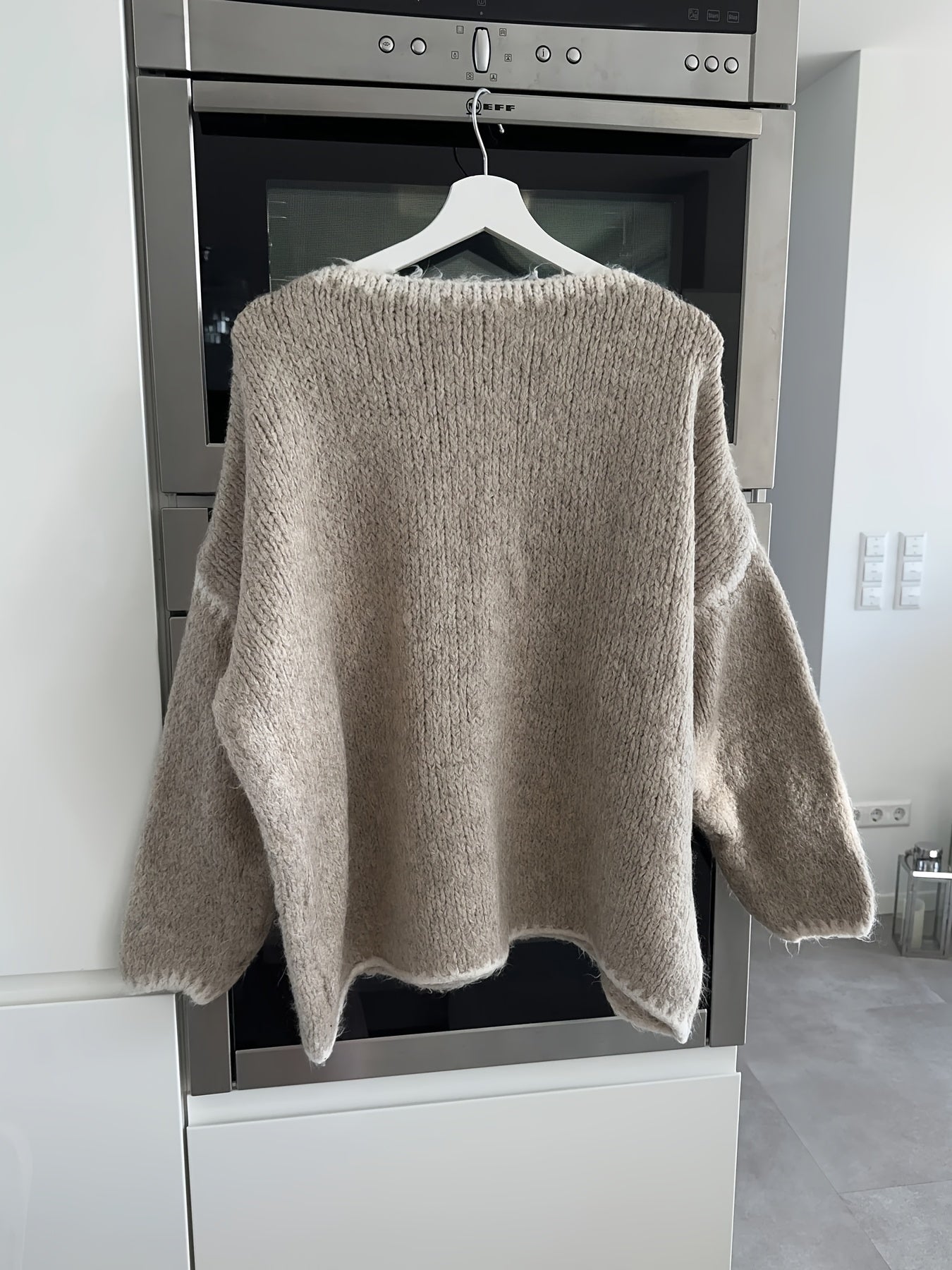 Solid Off-the-Shoulder Color Block Knit Sweater - Casual, Polyester, Fall/Winter, Knit Fabric, 88.2 g/m²