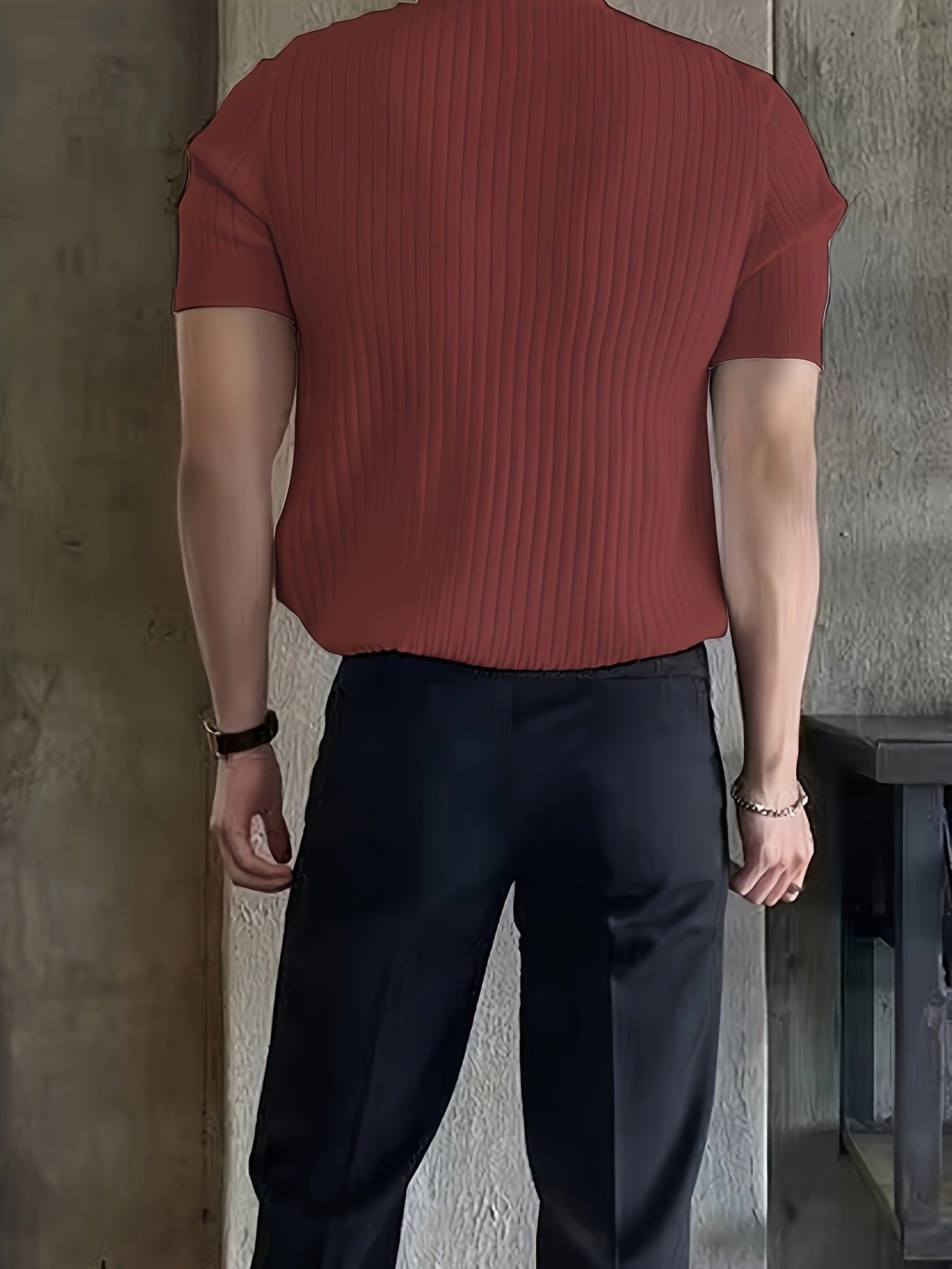 2024 New Men'S Small Hole Short Sleeve Polo Shirt Knitted Sweater - Beige, Medium Stretch, Solid Color, Regular Fit, All-Season Casual Wear, Casual Wear Sweater|Minimalist Style|Knit Construction, Sweater Vest