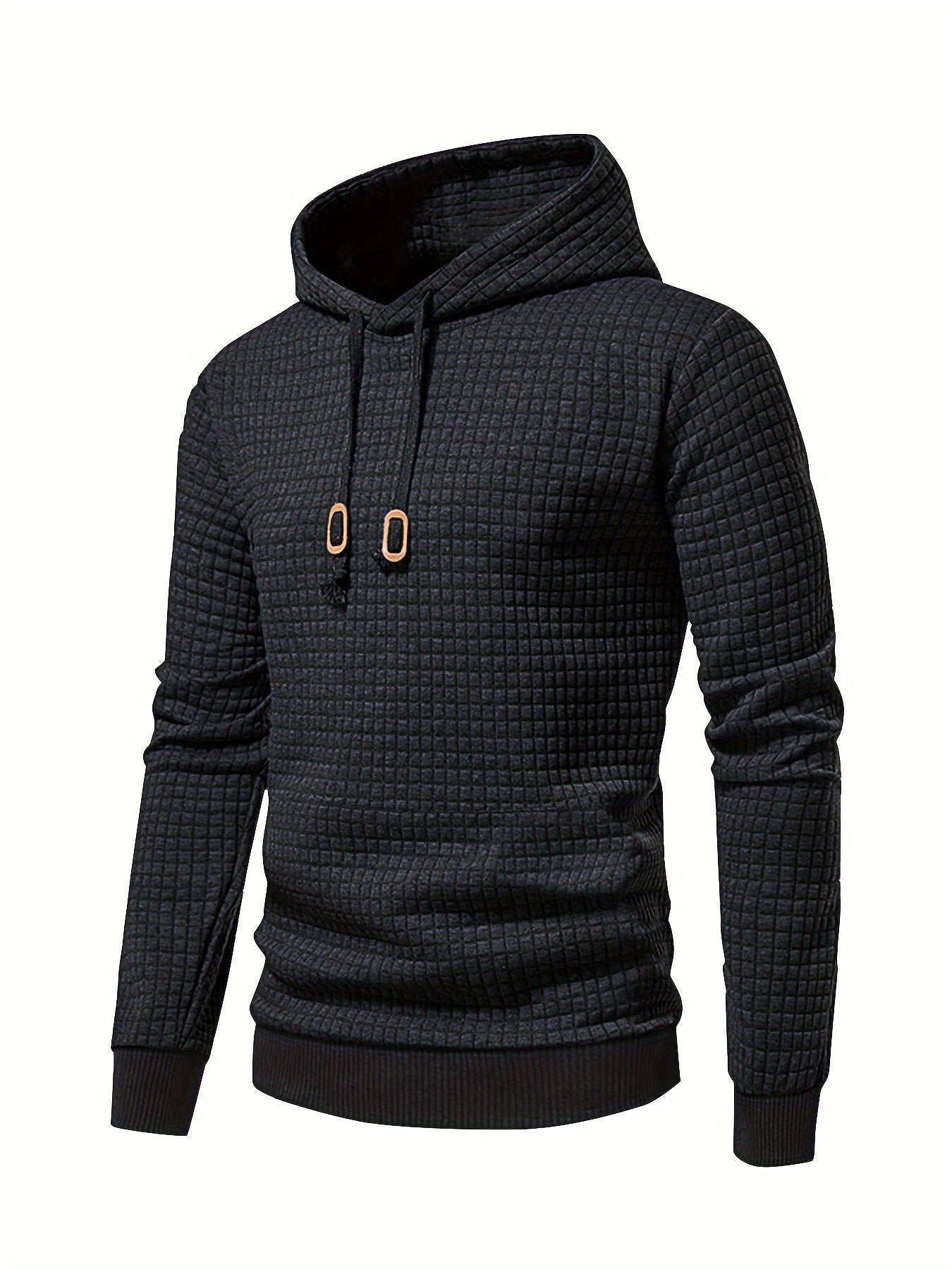 Men's Sporty Hooded Sweatshirt - Navy Blue with Copper Bow Accents, Regular Fit, Machine Washable, High-Quality Fabric for Casual & Athletic Wear, Sweater Hoodie, Everyday Comfort, Textured Knit Fabric