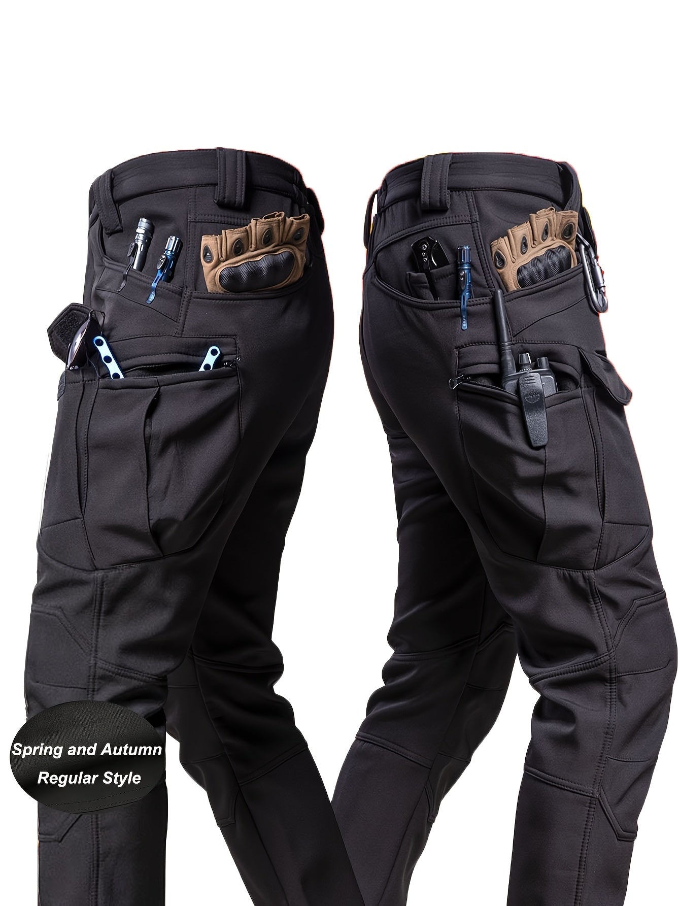 Men's Outdoor Cargo Pants - 93% Polyester 7% Spandex Stretch, Multiple Utility Pockets with Elastic Closures, Machine Washable Hiking & Casual Pants for Spring/Fall (Regular Fit), Hiking Pants