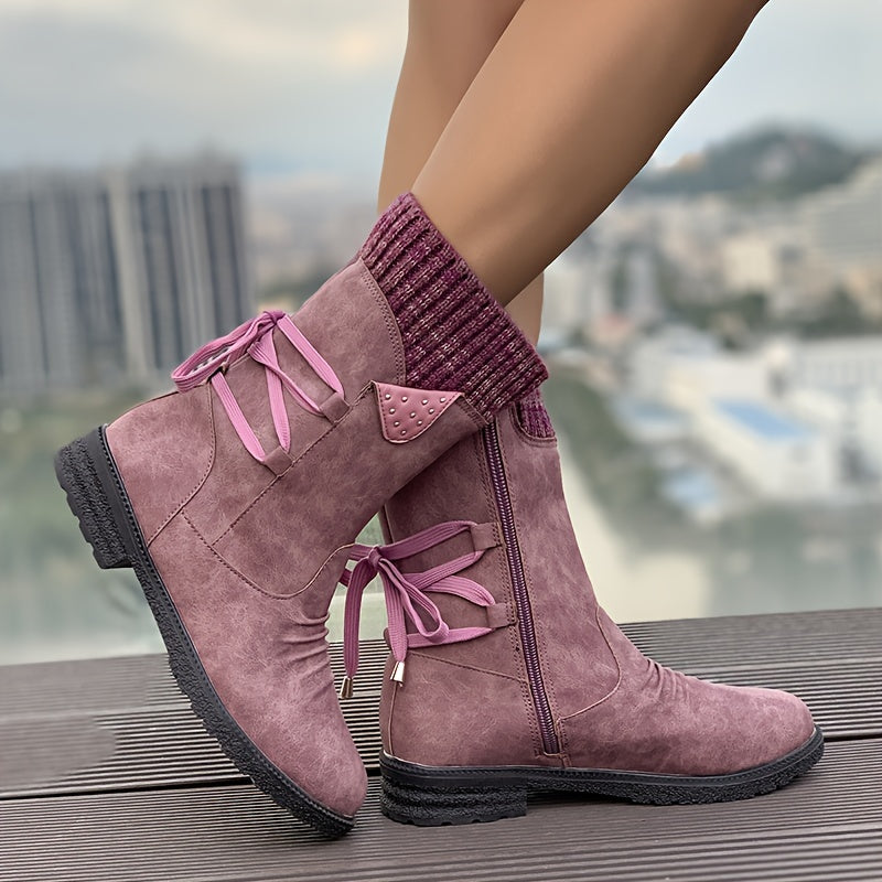 Timeless Grey Wool Block Heel Boots with Block Heel