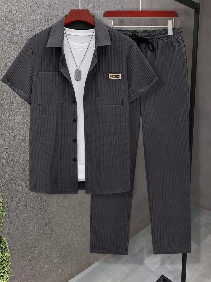 Polyester Button-Up Short Sleeve Shirt