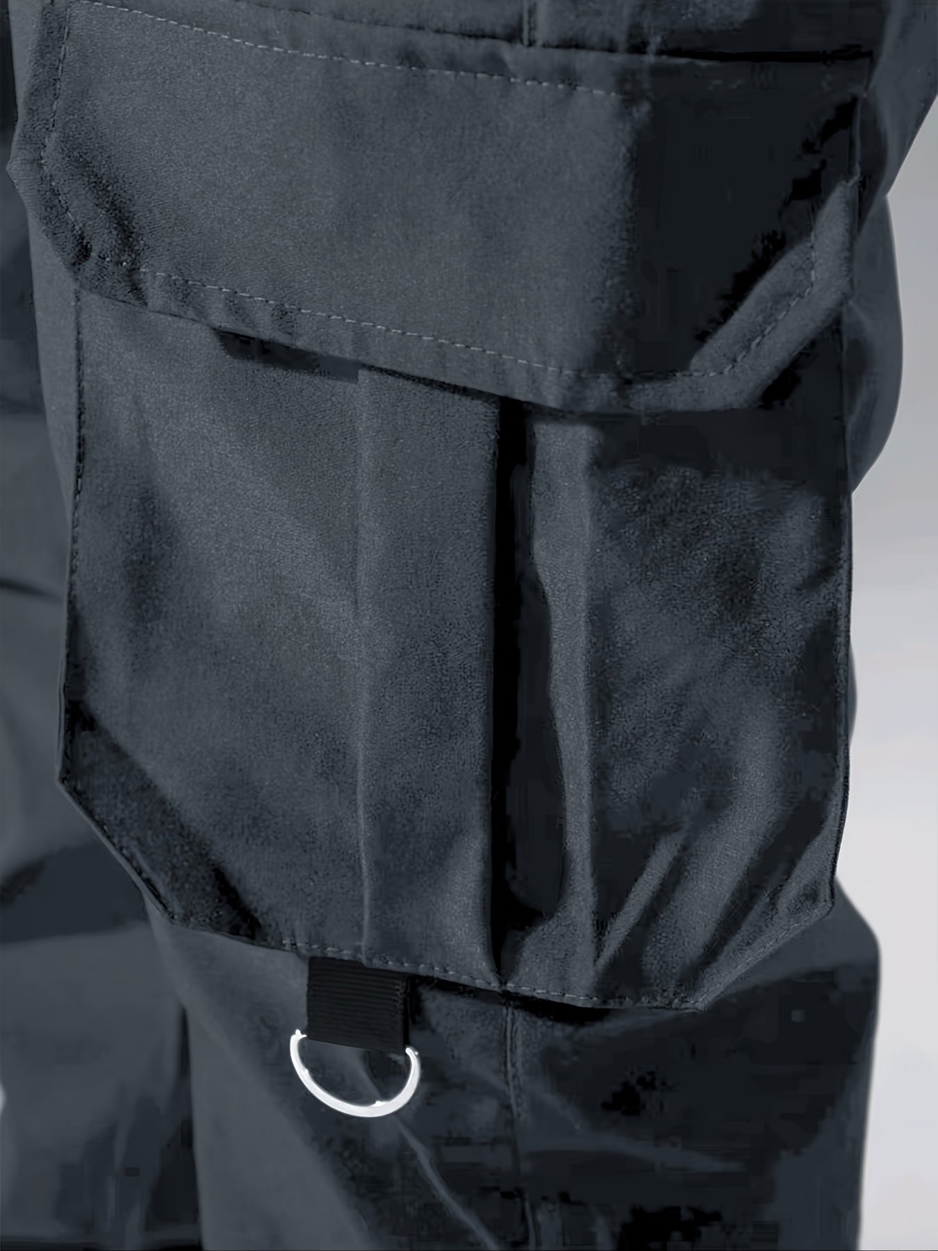 Men'S Stylish Multi-Pocket Drawstring Casual Pants - Black, Polyester, Non-Stretch Fabric, Regular Fit, with Pockets for Daily & Casual Wear, Casual Wear Pants|Casual Style Pants|Polyester Fabric