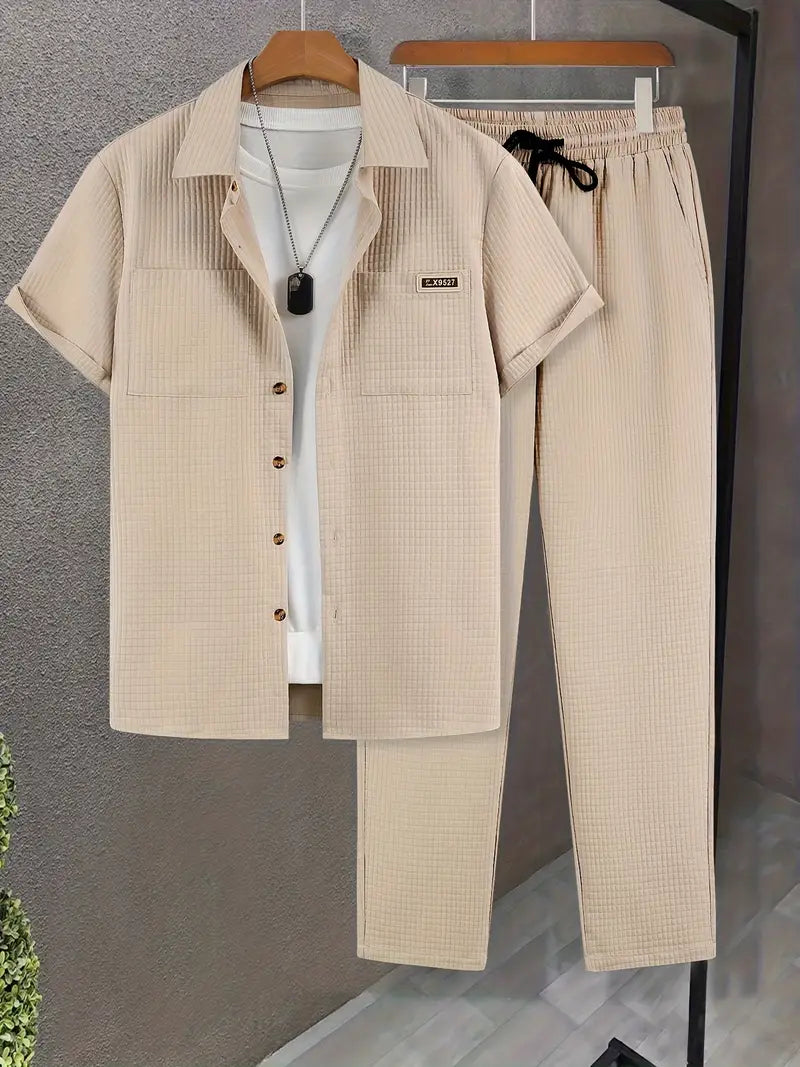 Polyester Button-Up Short Sleeve Shirt