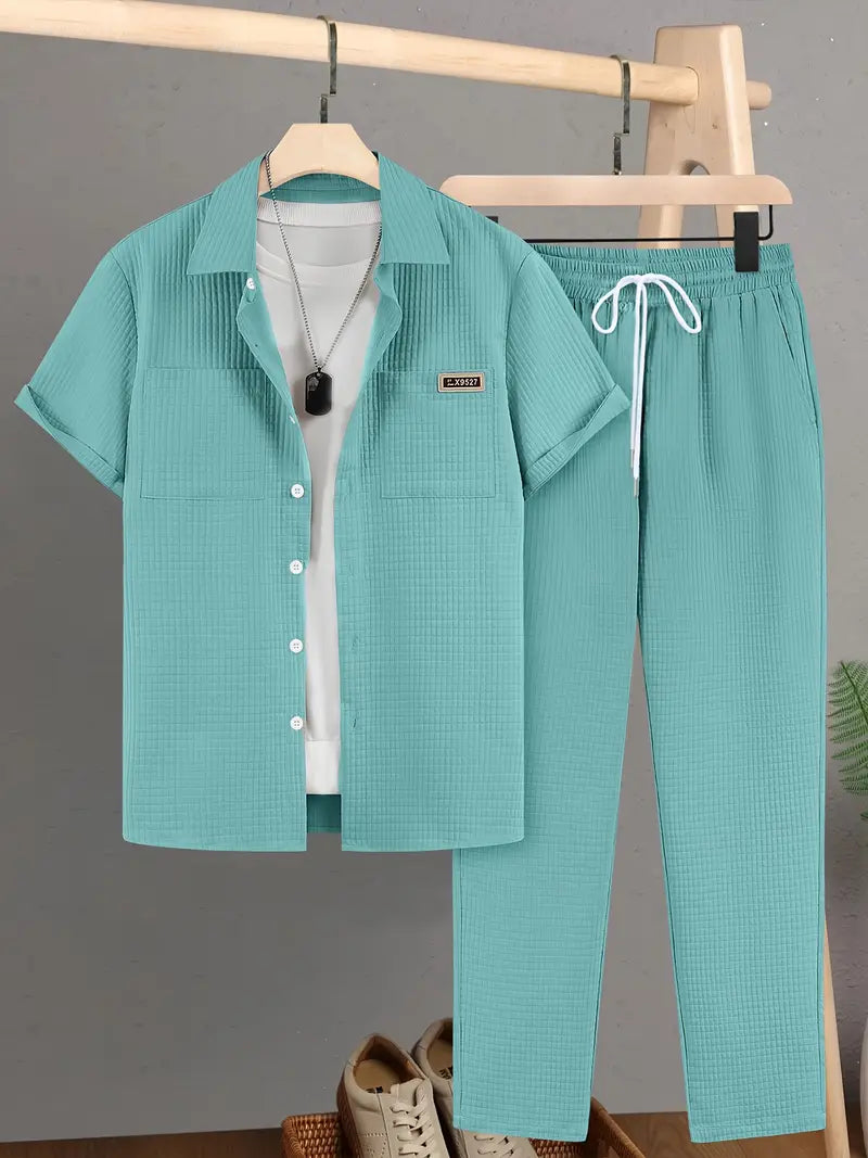 Polyester Button-Up Short Sleeve Shirt