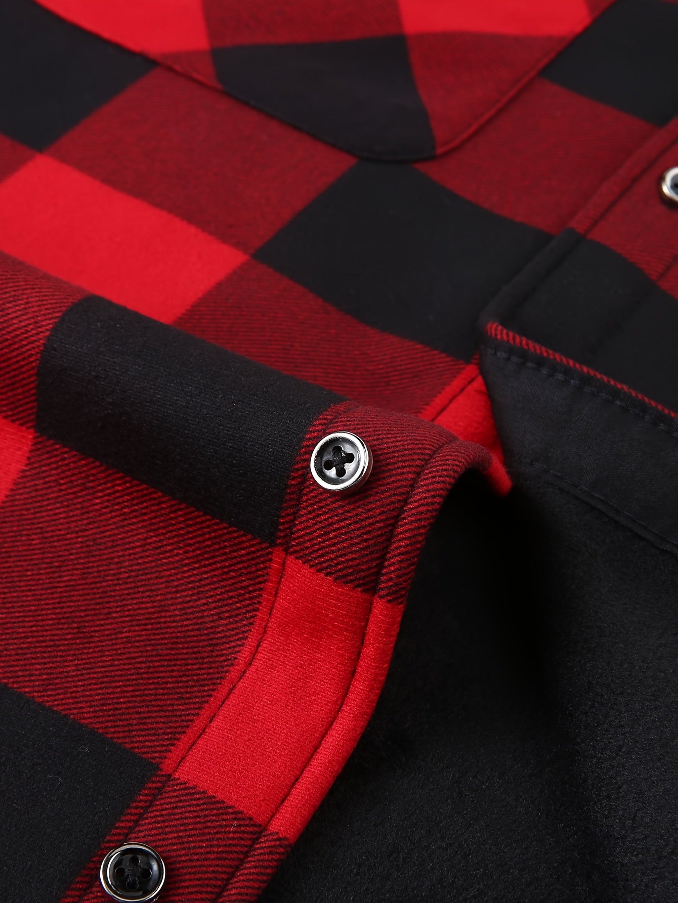 Men's Fleece-Lined Hoodie - Casual & Sporty, Plaid Pullover with Button Detail, Long Sleeve, Loose Fit for Fall/Winter