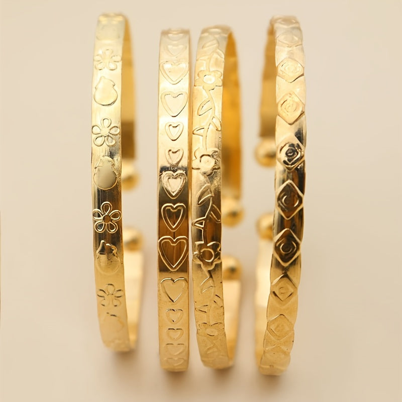 Timeless 4-Piece Bracelet Set with Gold-tone