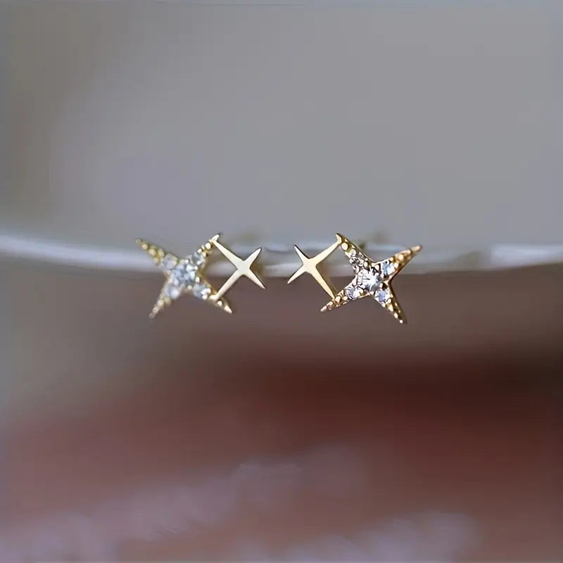 Modern Earrings with Gold-tone