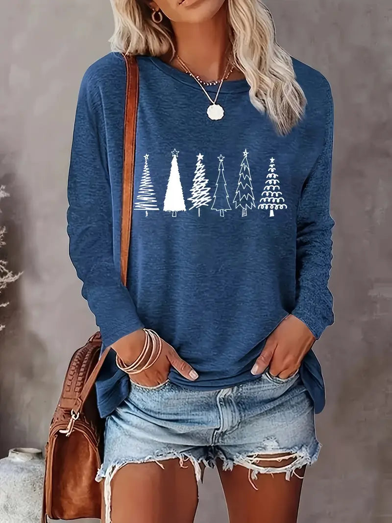 Geometric Spandex Sweater Christmas Print