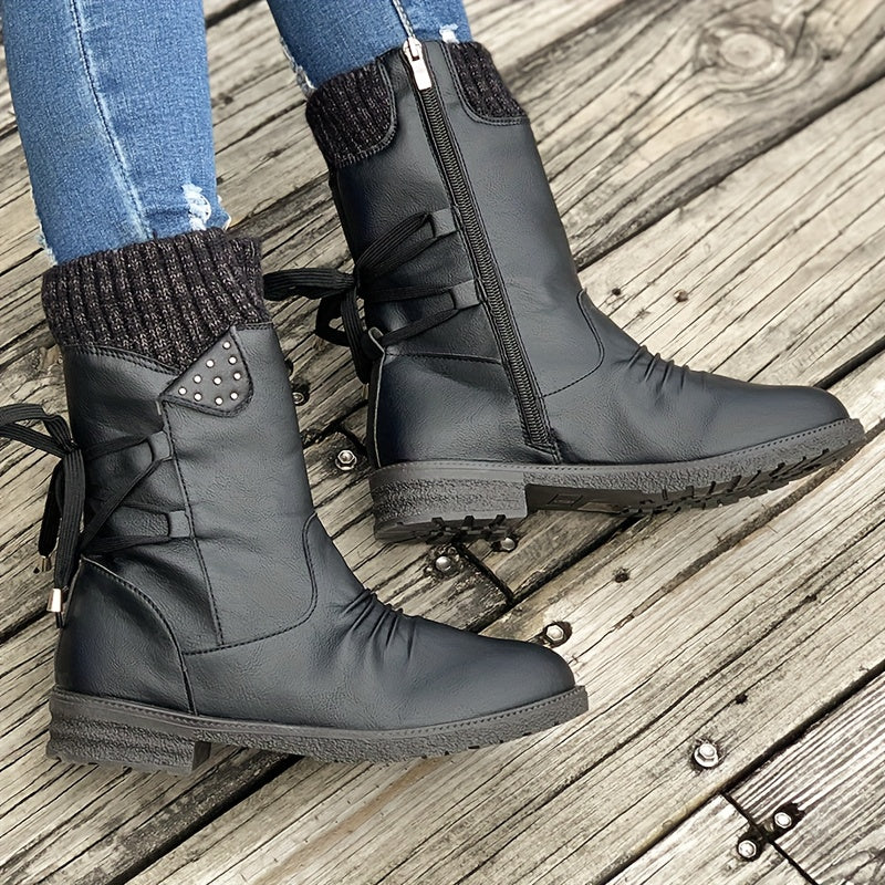 Timeless Grey Wool Block Heel Boots with Block Heel