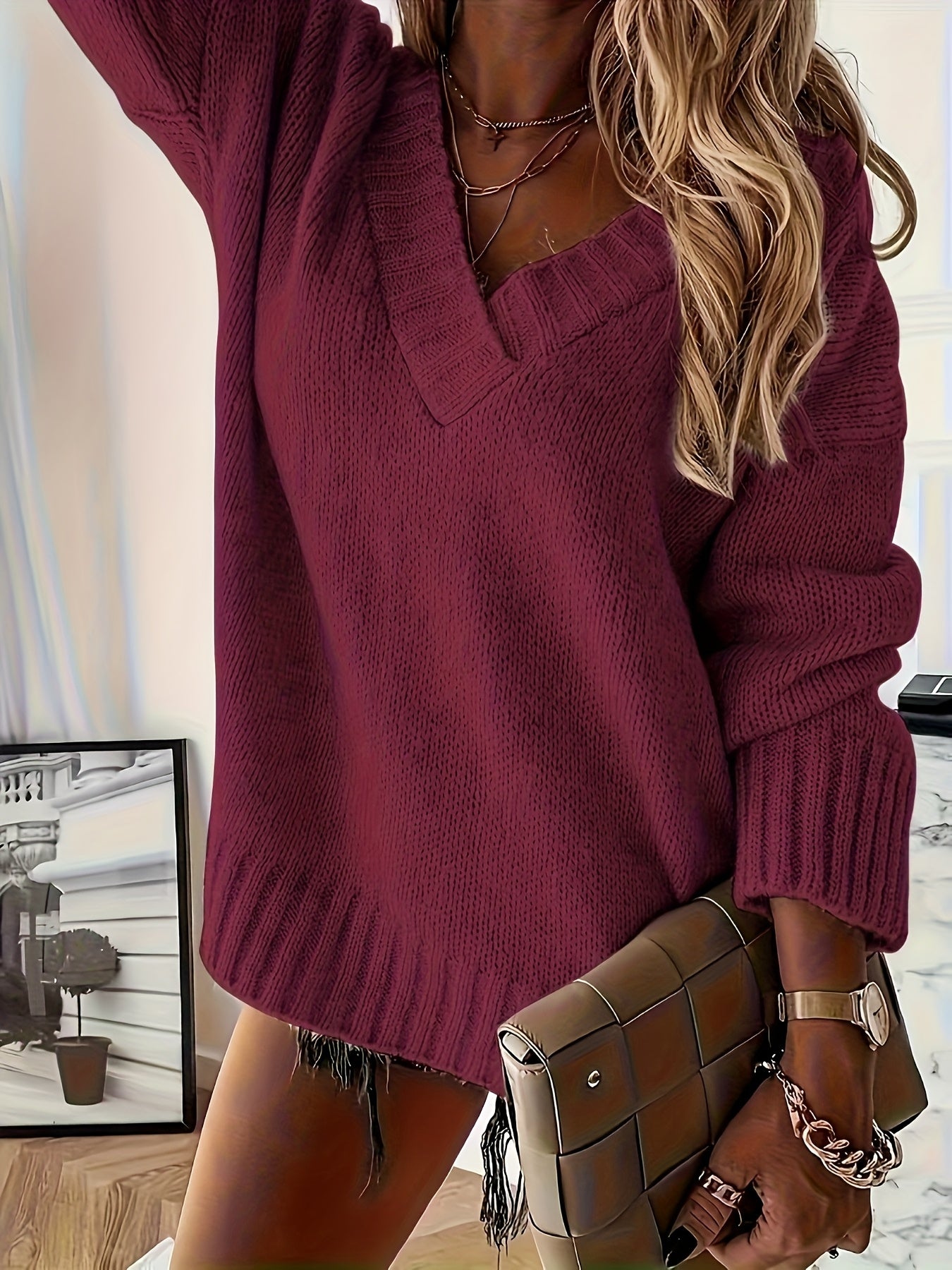 V-Neck Knitted Sweater