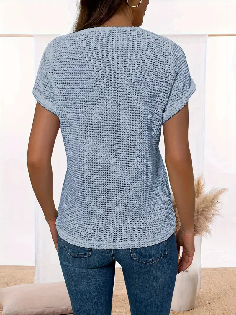 Solid Spandex Sweater Lace Splicing Crew