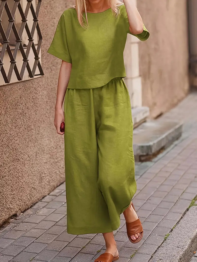 Solid Polyester Pants