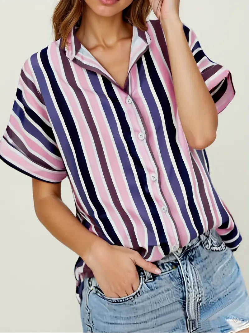 Striped Polyester Cardigan