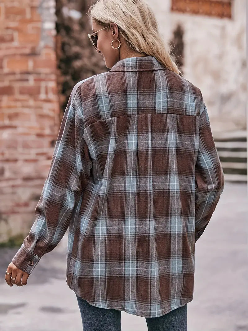 Plaid Polyester Blouse