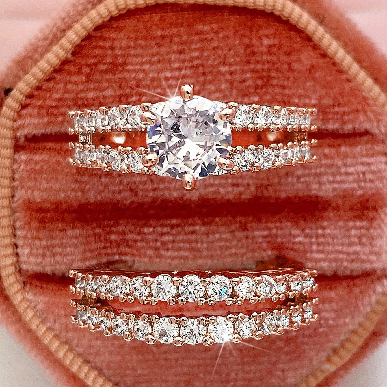 Vintage 2-Piece Ring Set with Gold-tone